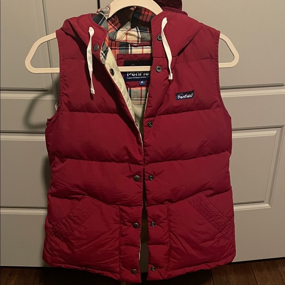 Penfield x Madewell Women's Lucedale Down Puffer Hooded Vest  Red Size Medium - Picture 3 of 7